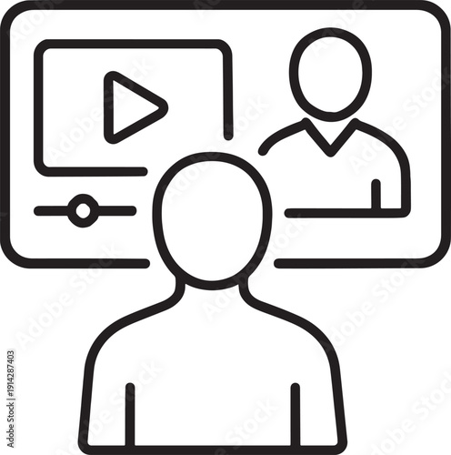 Online video conference meeting with speaker and player on screen