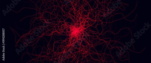 Blood Vessels Imaging Veins Vascular System Bloodstream Venous Pattern, Red Human Cardiovascular Anatomy Dynamic Stream, Medical Science Graphics, Abstract Circulation Concept. Vector Illustration