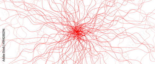 Blood Vessels Imaging Veins Vascular System Bloodstream Venous Pattern, Red Human Cardiovascular Anatomy Dynamic Stream, Medical Science Graphics, Abstract Circulation Concept. Vector Illustration