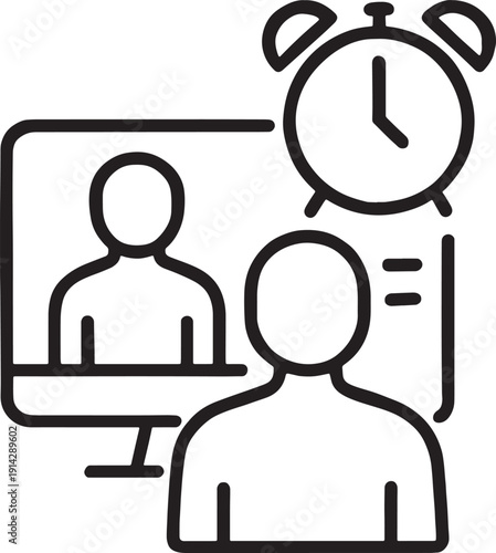 Online meeting remote work video conference people and clock