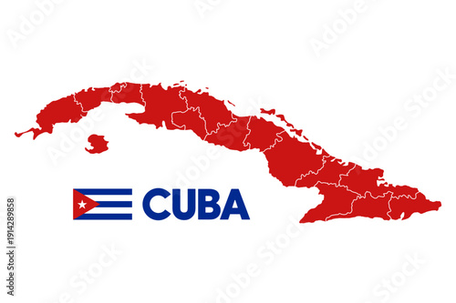 Cuba silhouette map with national flag. Vector illustration