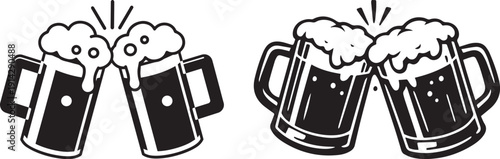 Beer Cheers Mug Illustration for Oktoberfest Poster, Bar Logo and Party T-Shirt Print