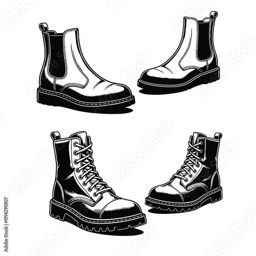 A series of 5 minimalist ballet flat silhouettes, showing simple slip-on designs and tiny decorative bows, clean flowing lines, perfect for boutique branding and logos.