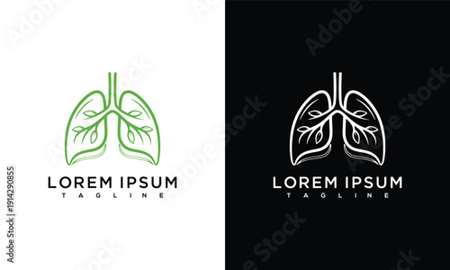 Lungs Logo Design with Leaf Branches  Organic Respiratory System Symbol  Health  Nature Icon.