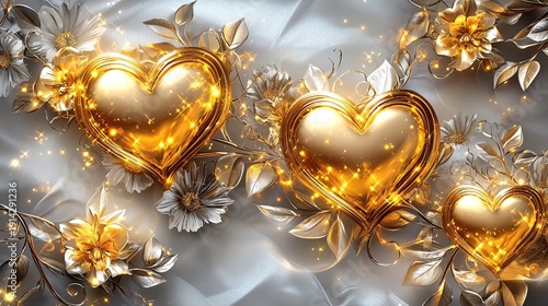Shining golden light, loving flower background