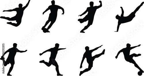 Male Athlete Kicking Soccer Ball Icon Vector Soccer Player Action Icon Sports Silhouette