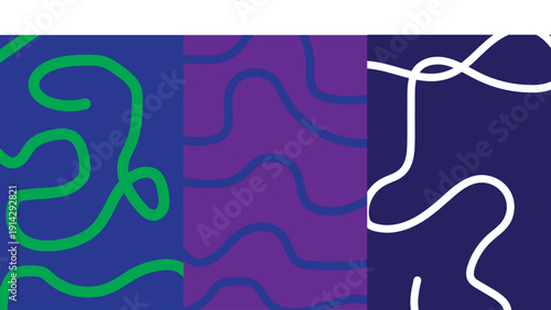 Abstract colorful squiggly line art composition