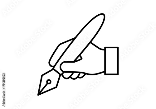 Icono de mano escribiendo con pluma estilográfica
