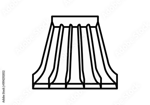 Icono lineal de un tobogán acuático con múltiples carriles de descenso para parque de atracciones