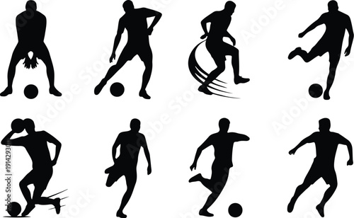 Male Athlete Kicking Soccer Ball Icon Vector Soccer Player Action Icon Sports Silhouette