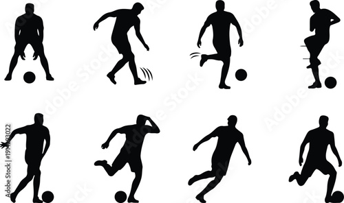Male Athlete Kicking Soccer Ball Icon Vector Soccer Player Action Icon Sports Silhouette