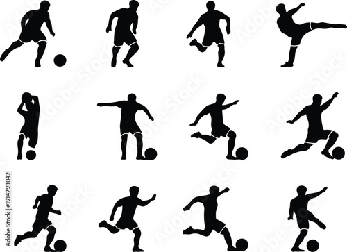Male Athlete Kicking Soccer Ball Icon Vector Soccer Player Action Icon Sports Silhouette