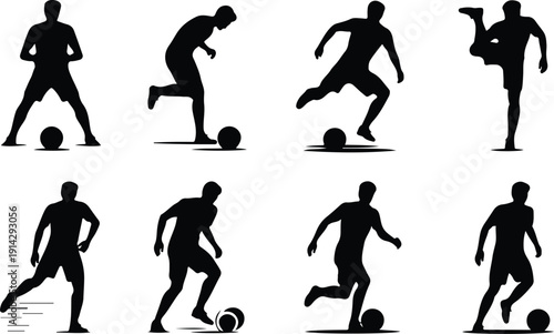 Male Athlete Kicking Soccer Ball Icon Vector Soccer Player Action Icon Sports Silhouette