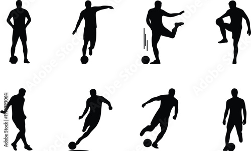 Male Athlete Kicking Soccer Ball Icon Vector Soccer Player Action Icon Sports Silhouette