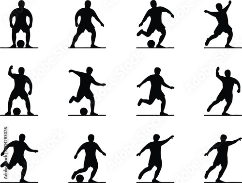 Male Athlete Kicking Soccer Ball Icon Vector Soccer Player Action Icon Sports Silhouette