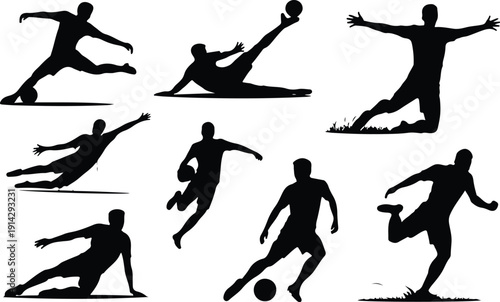 Male Athlete Kicking Soccer Ball Icon Vector Soccer Player Action Icon Sports Silhouette