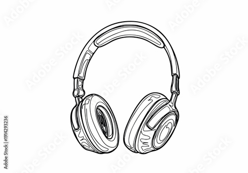 Illustration of a pair of modern over-ear headphones, perfect for music lovers and audio professionals seeking quality sound