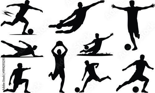 Male Athlete Kicking Soccer Ball Icon Vector Soccer Player Action Icon Sports Silhouette
