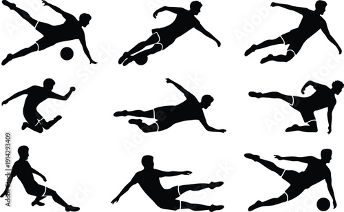 Male Athlete Kicking Soccer Ball Icon Vector Soccer Player Action Icon Sports Silhouette