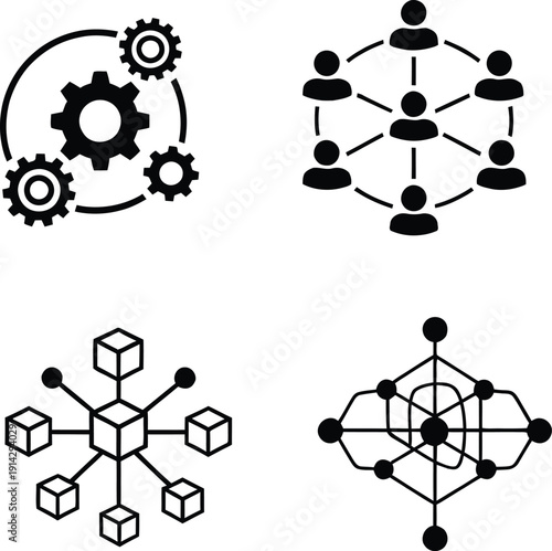 Abstract representation of DAO governance, showing decentralized decision-making and community input.