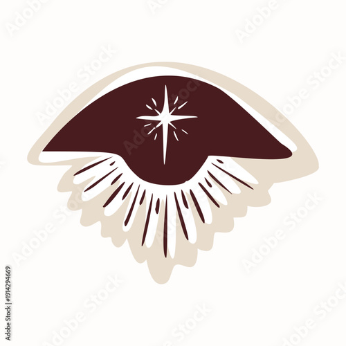 Simple Star of Bethlehem for Christmas season icon. Hand drawn vector motif isolated on white. For faith based religious design