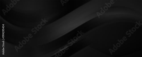 Dark black background abstract 3D geometric with wave effect decoration. Vector illustration