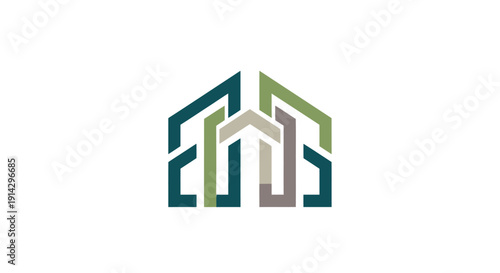 Modern abstract logo design with geometric shapes and lines.