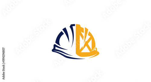 Stylized hard hat logo design for construction industry.