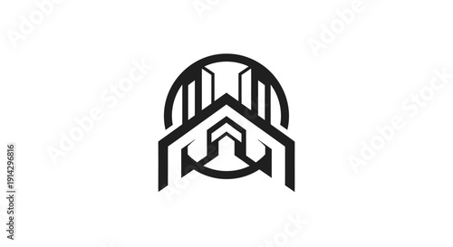 Simple black logo design element with geometric shapes and abstract form.