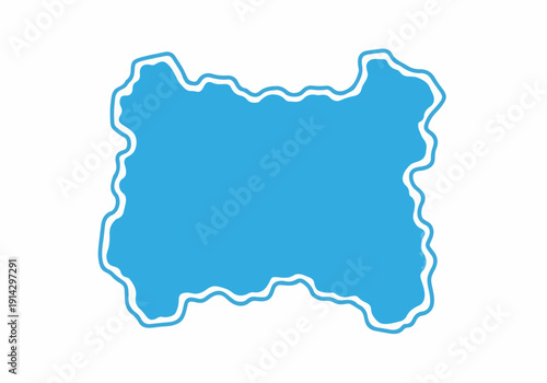 Abstract blue geographic shape with a white outline, perfect for representing a map, region, or customizable territory. A versatile vector graphic design element for various projects and concepts