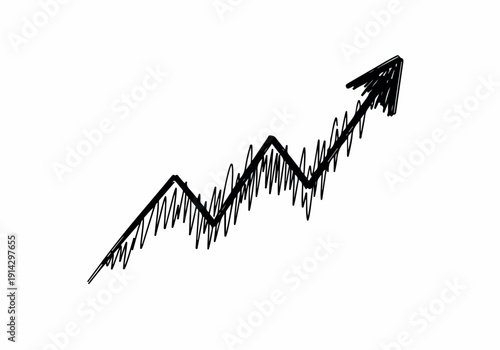 Hand-drawn upward trending graph with arrow, illustrating financial growth and positive economic progress