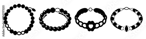 Handmade beaded bracelets set with turquoise and black beads circular fashion jewelry minimalist design closeup