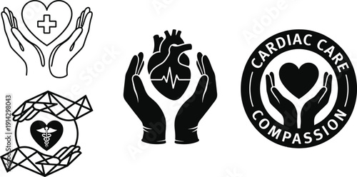 Doctor hands holding human heart symbol vector