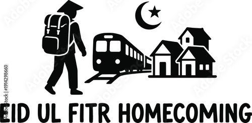 Eid ul-Fitr homecoming mudik journey vector illustration