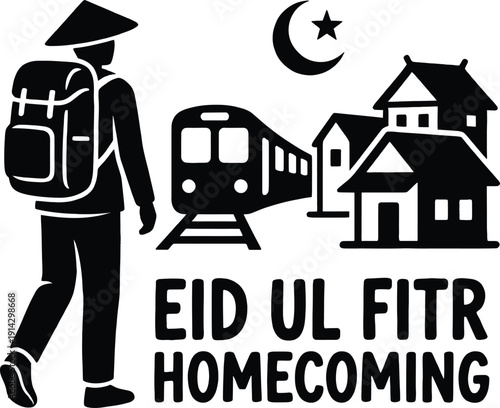 Eid ul-Fitr homecoming mudik journey vector illustration