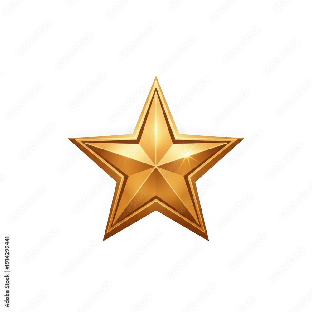 Fototapeta premium Golden star isolated on transparent background
