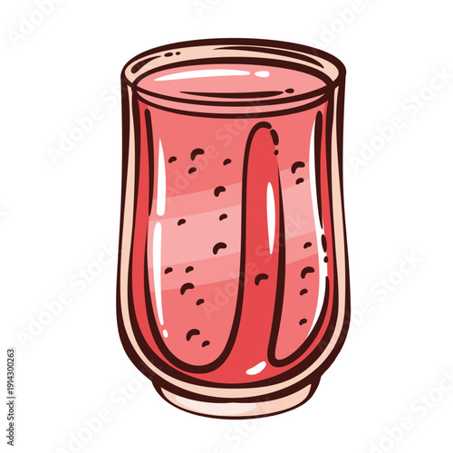 Smoothie berry drink for breakfast. Fresh fruit beverage, blended drink, cafe menu item, healthy food concept. Retro hand drawn line art style. Smoothie drink. Vector illustration.