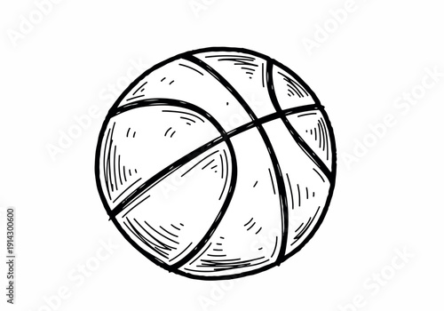 A close-up illustration of a basketball with detailed shading and texture, showcasing its panels and seams.