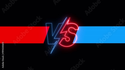 VS versus neon animation versus vs bars neon on black background,  VS versus bars neon animation, neon versus for sports and fight competition, game animation in 4k.