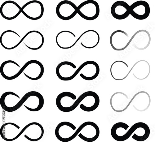 Infinity icon set. Unlimited infinity collection icons flat style vector Set.