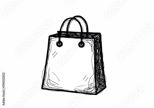 Simple Sketch of a Shopping Bag with Handles, Representing Retail and Consumerism