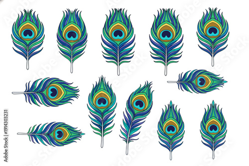 Vibrant Peacock Feathers Illustration, Nature Artwork, Colorful Display, Digital Graphic, Creative Design