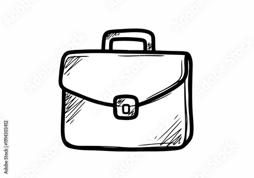 Illustration of a classic briefcase, symbolizing business, travel, and work, with a simple, hand-drawn aesthetic