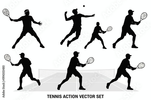 Players in Motion on Court, Vector Illustration, Sports Environment, Artistic Viewpoint