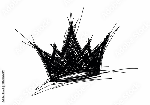 A hand-drawn sketch of a royal crown, symbolizing power, authority, and achievement, presented in a simple black and white illustration