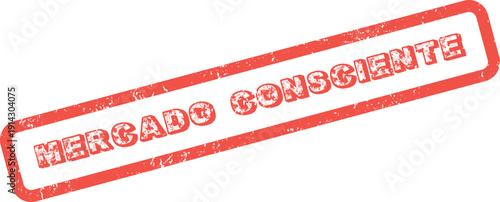 Vibrant red grunge rubber stamp impression showcasing the message Mercado Consciente in Spanish