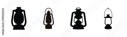 Evolution of kerosene lantern designs through four stages Vector, illustration