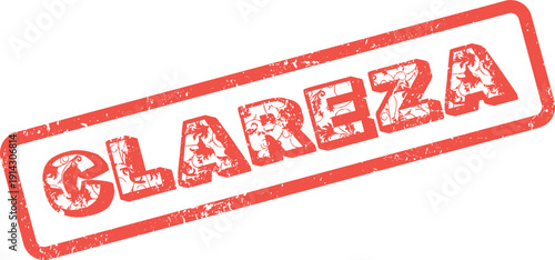 Elegant Clareza Clarity Red Rubber Stamp with Intricate Floral Pattern Typography