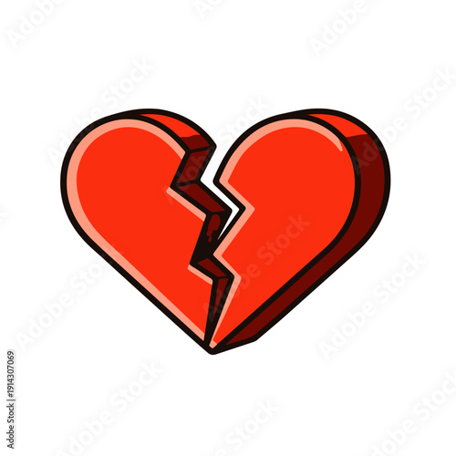broken heart 3D icon vector on a white background
Vector color 3D icon on a white background