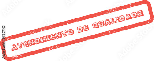 Quality Service Portuguese Text Red Grungy Rubber Stamp Indicating Excellent Customer Experience